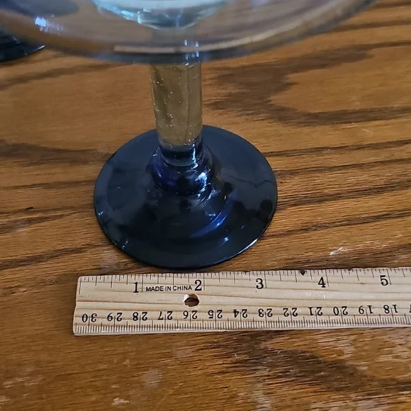 Handblown, Made In Mexico Cobalt Blue Rim Margarita Glass Set - Picture 3 of 6